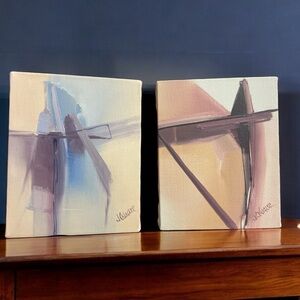 2 Original Abstract Painting, Oil On Canvas, Signed J.C. Kugler. 8” x 10”